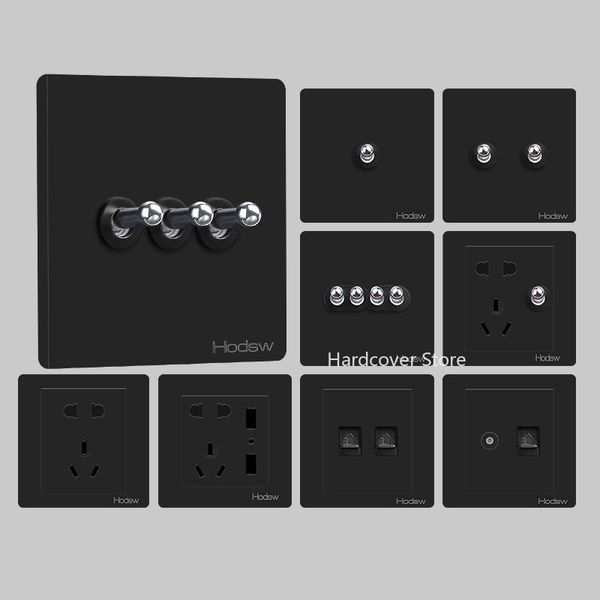 

smart home control 86 retro black wall lamp silver lever toggle switch 1-4 gang single dual 2 way light 10a250v