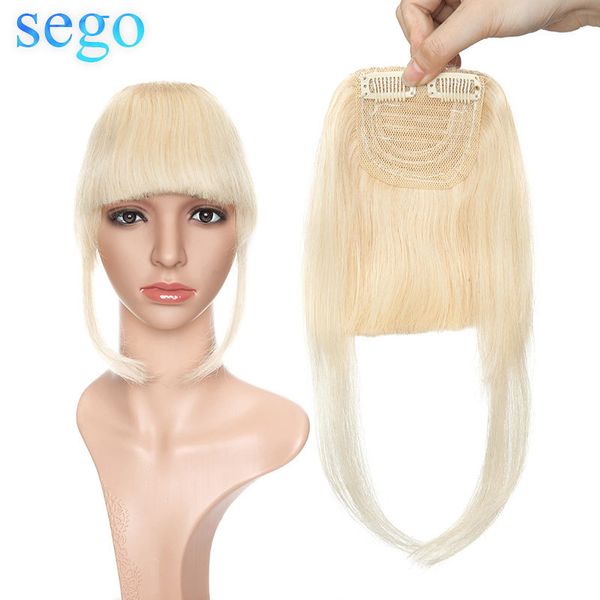 SEGO 23G 2 clip in frangia laterale dritta Remy umana smussata 100% capelli con frangia reale colore puro 1 pezzo