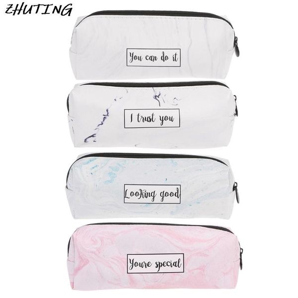 

marble pencil case stationery school supplies storage cases tools bags