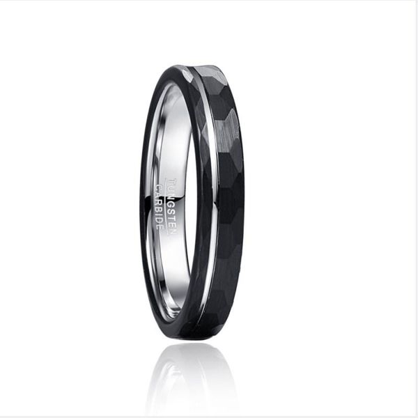 

wedding rings tungsten carbide ring hammered finish grooved black band for men women comfort fit engagement jewelry, Slivery;golden