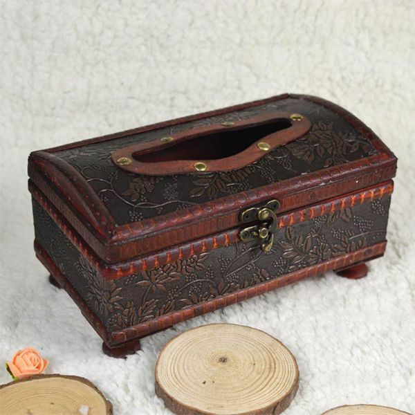 

retro style storage el rectangular cover napkin holder table case organizer home wooden tissue box bedroom kitchen decorative boxes & napkin