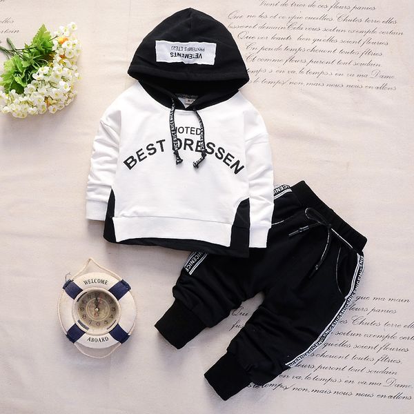 

new spring autumn cotton boys clothes outfit kids baby sports hooded pants 2pcs sets fashion children casual tracksuits, White