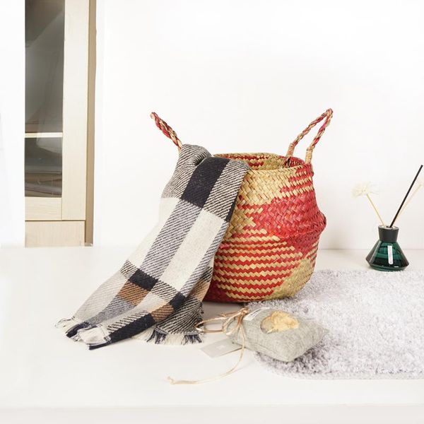 

folding sundries seagrass storage basket rattan wicker household toys dirty laundry cloth plant flower baskets