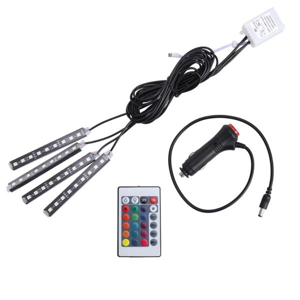 

multi color car interior atmosphere neon lights lamps strip 9led wireless ir interior&external