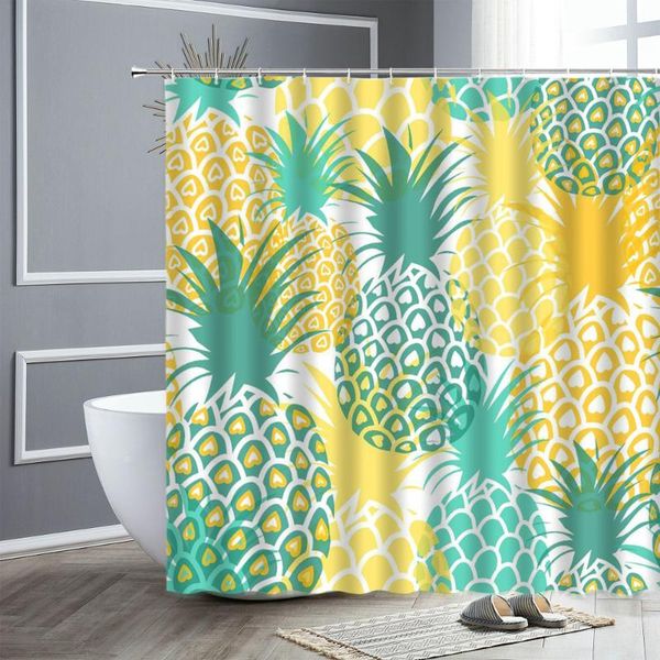 

shower curtains fruit flower curtain pineapple pitaya cherry waterproof fabric home bathroom decor bathtub partition hanging set