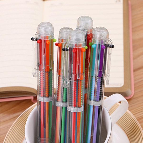 

ballpoint pens 1pc/lot 6 in 1 colorful cute diy toy novelty multi-color pen multi function stationery school supplies kids gifts, Blue;orange