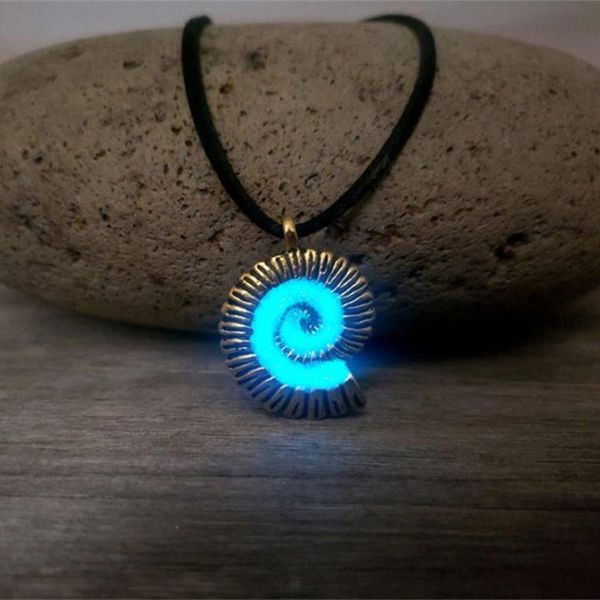 

pendant necklaces dark glowing mermaid conch necklace ariel sound sea shell witch spiral costume ladies jewelry gift, Silver