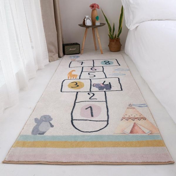 

carpets household hopscotch gameartificial wool anti-slip living mat long bathroom rug cartoon child home bedroom room carpet