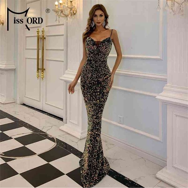 

missord deep v neck sequins evening party dress women spaghetti strap bodycon dress sleeveless women maxi dress m0623-1 210331, Black;gray