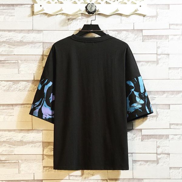 

men's t-shirts lifenwenna flame butterfly street fashon t shirt men 2021 summer crew neck short sleeve hip hop tees shirts 5xl, White;black