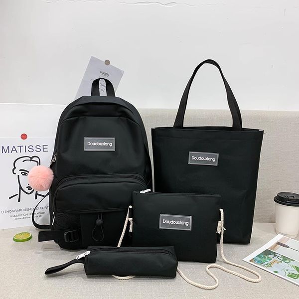 

4 pcs set school for bags teenage girls waterproof travel backpack women book student kid schoolbag muchila escolar