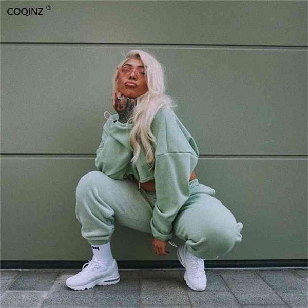 

sports tracksuit women two piece set winter 2 piece sets outfits sweatsuits crop woman pants clothes s1732658 210712, Gray