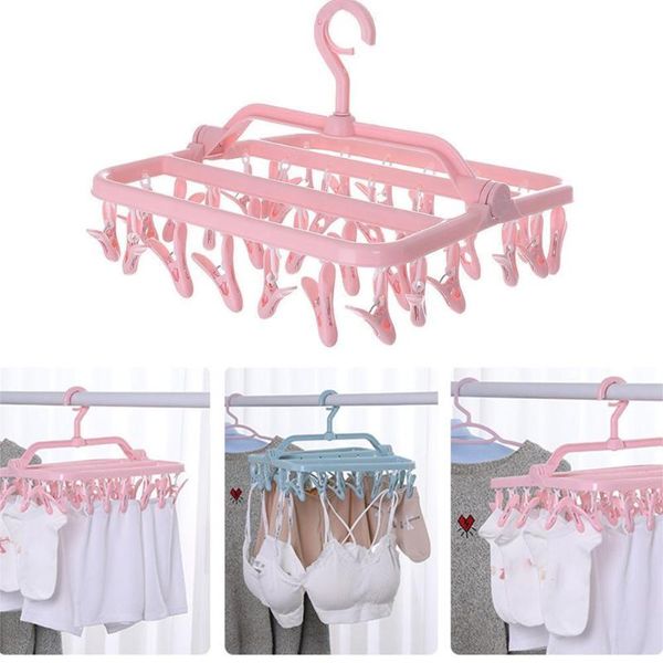 

clothing & wardrobe storage 32 clips square clothespins foldable multi-clip thickening underwear socks rack children plastic hangers