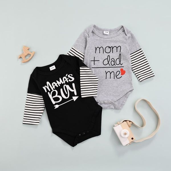 

rompers born color block playsuit, baby boys stripe & letter print long sleeve round neck romper, Blue