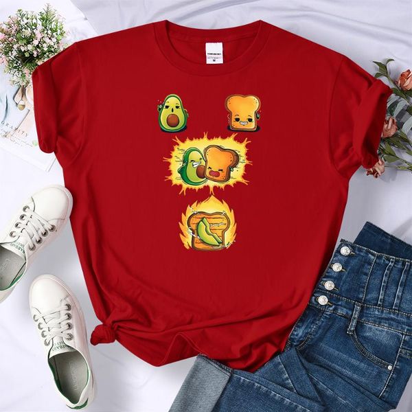 

women's t-shirt crewneck s-xxxl man tee shirts anime fruit avocado bread printing clothing fashion brand t male oversize casual t-shirt, White