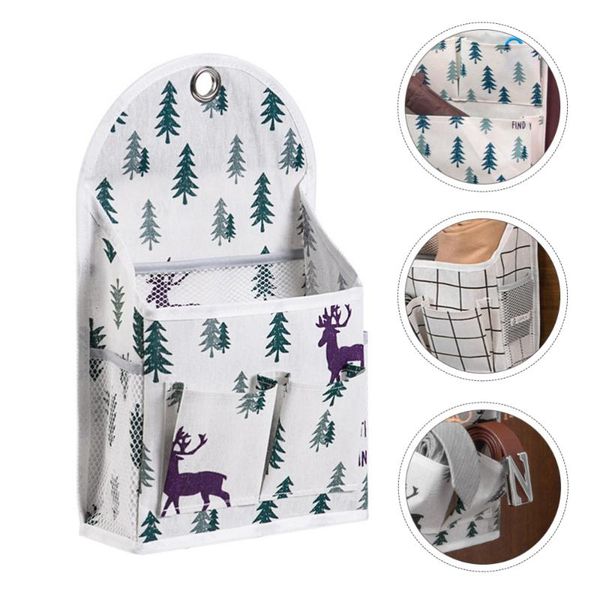 

1pc multifunction door hanging pouch student items holder cotton linen storage bags