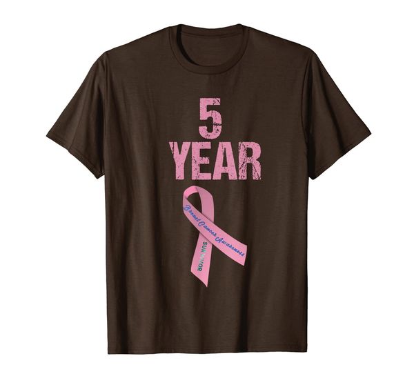 

five 5 years survivor breast cancer shirt awareness present, White;black