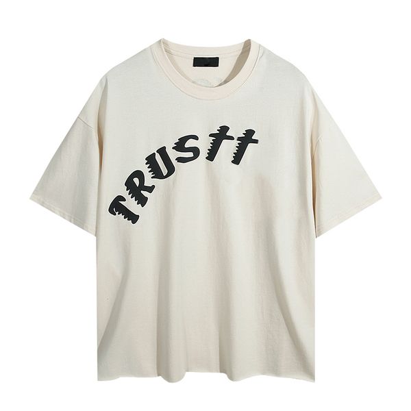 

kanye same mens t shirt paragraph high-quality cotton simple letter pattern short-sleeved loose high-street foam printing t-shirt half-sleev, White;black