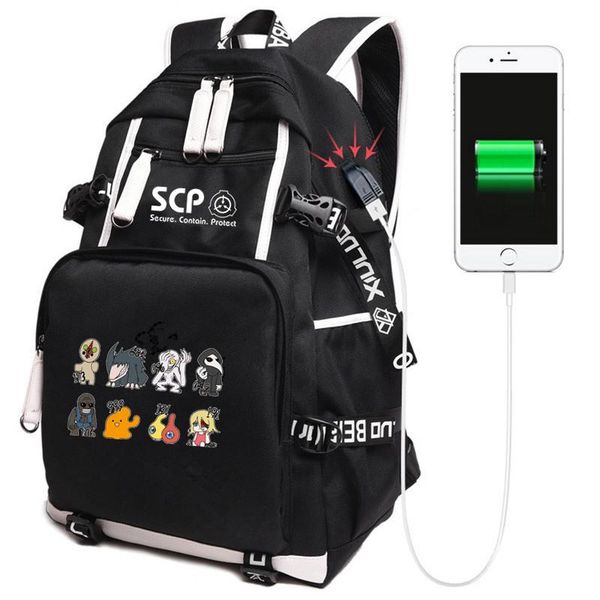 

backpack scp foundation usb black game school bags for teenage kids travel bagpack lapshoulder gift