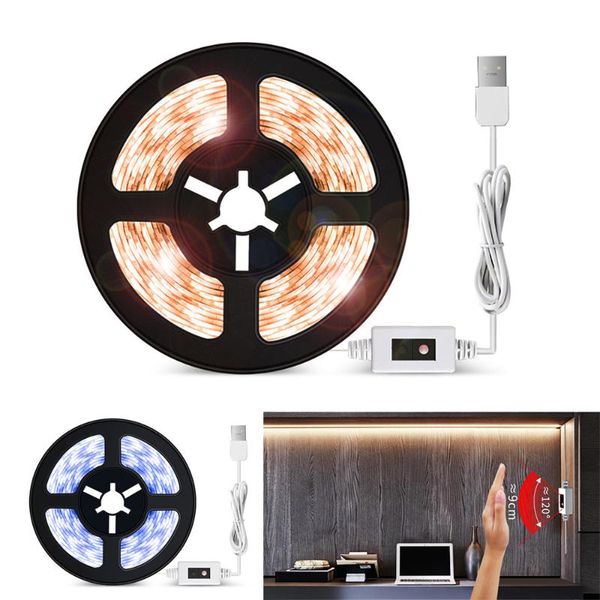 

light strip hand scan waving motion sensor backlight kitchen led diode lights dc 5v usb brightness adjustable waterproof cabinet