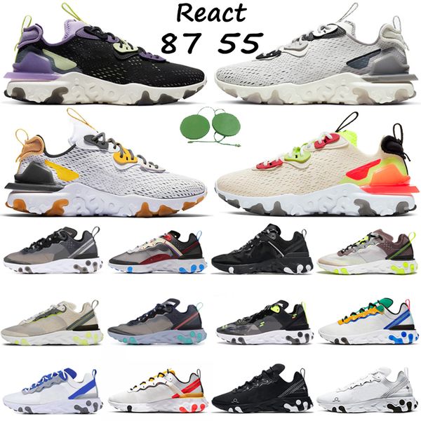

react 55 vision 87 men running shoes anthracite schematic black white orange peel volt desert sand vast grey tour green mens women trainers