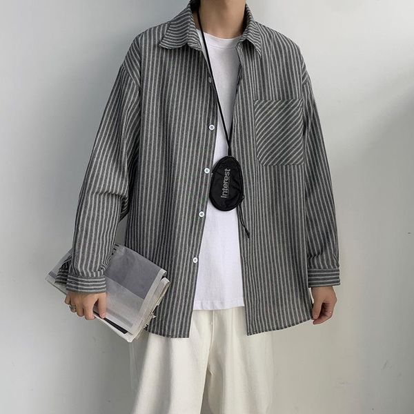 

men's casual shirts brand 2021 spring autumn long sleeves classic black white collar korea style print shirt for harajuku clothing, White;black