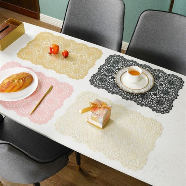 

table runner 1pc hollow pvc placemat dining mats heat resistant disc bowl pads western steak pad coffee cup home kitchen decor