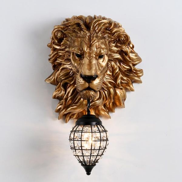

wall lamp vintage luxury lion shade led lamps for home modern e27 decoration loft light bedroom indoor lighting sconce