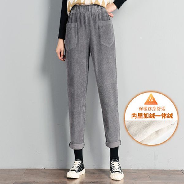 

women's pants & capris winter woman thickened warm fashion high waist long corduroy women casual loose plus fleece autumn plwa, Black;white