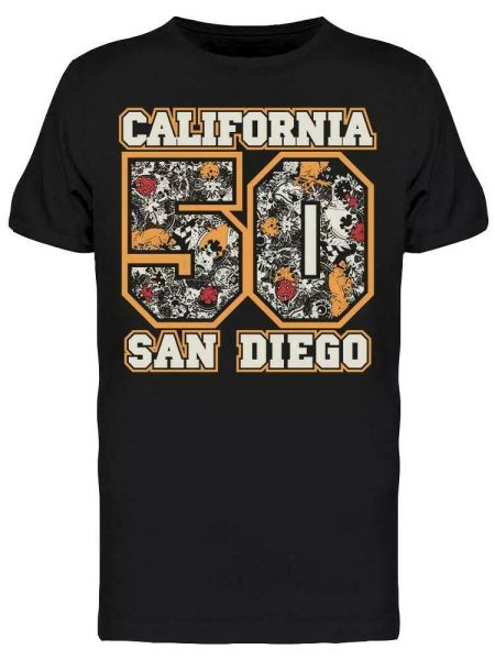 

california 50 san diego design tee men's -image by shutterstock, White;black