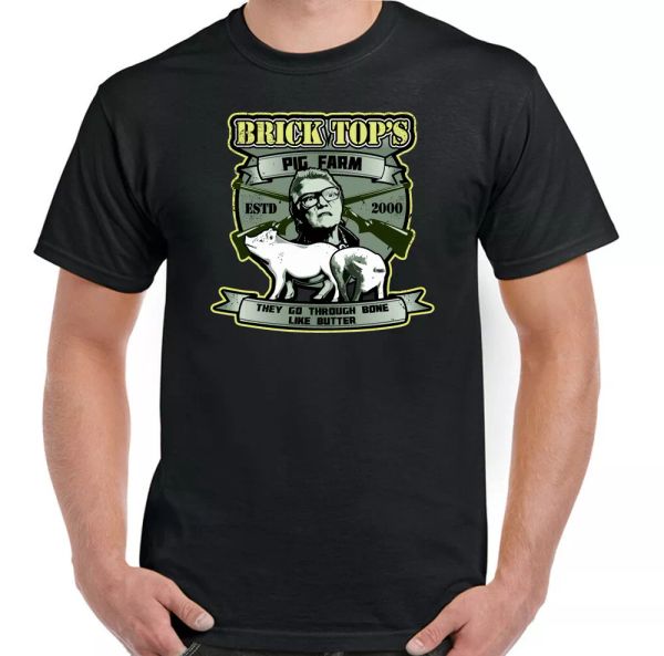 

snatch t-shirt mens brick pig farm movie jason statham brad pitt, White;black