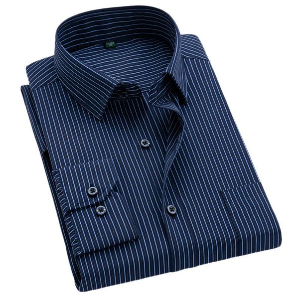 

plus large size 8xl 7xl 6xl 5xl 4xl mens business casual long sleeved shirt classic striped male social dress shirts purple blue men's, White;black
