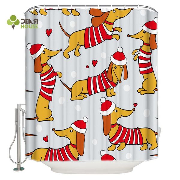 

shower curtains dearhouse curtain the dachshund christmas dog winter bathroom home decoration