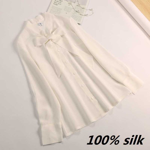

women's blouses & shirts long sleeve silk satin, White