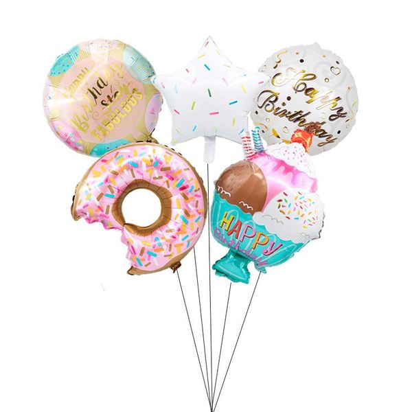 

party decoration 1set gourmet desserts helium balloons happy birthday decorations kids toys baby shower girl boy gifts supplies