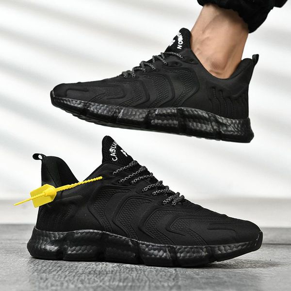 

men casual mesh shoes summer fashion outdoor sneakers men shoes safety footwear breathable new flat lace-up casual shoes 2021 mm, Black;white