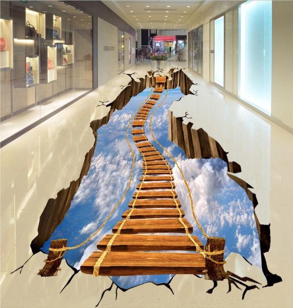 

wallpapers 3d large suspended ladder floor living room bedroom bathroom mural pvc self-adhesive wallpaper de parede