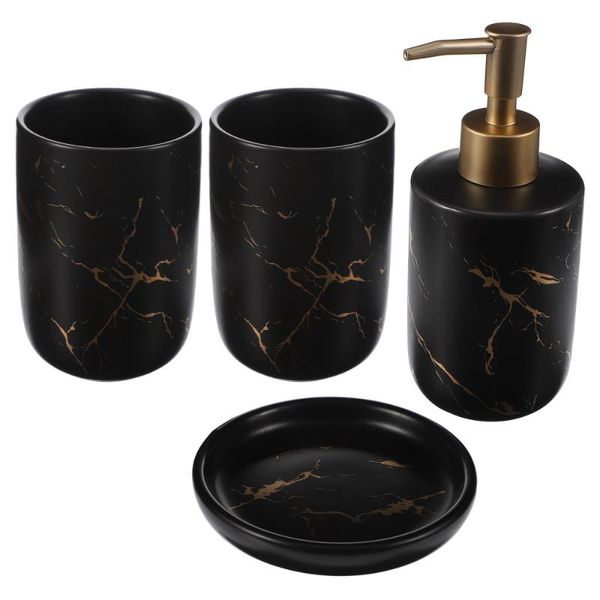 

4pcs marble pattern bathroom accessory ceramic counteraccessories bath set