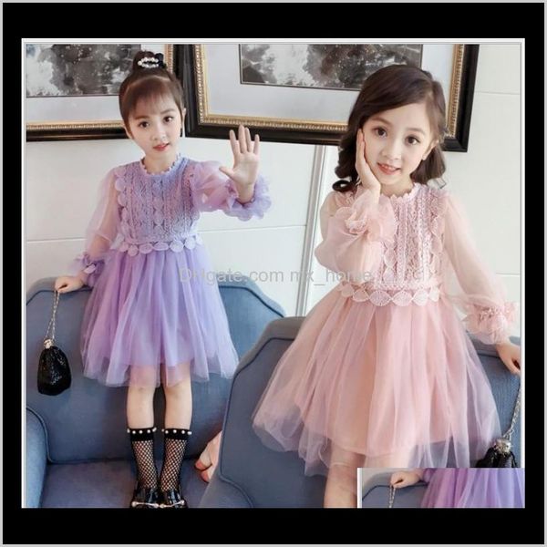 

clothing baby maternity drop delivery 2021 girls princess kids long sleeve children tulle dress baby girl lace stitching gauze dresses t9q8a, Red;yellow