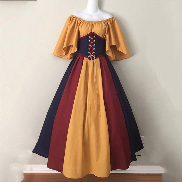 

casual dresses women fashion gown vintage dress cosplay party evening night formal long ladies elegant cross bandage, Black;gray