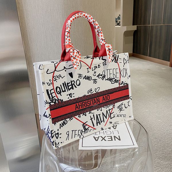 

handbag 7 night d home book tote graffiti embroidery large capacity canvas shopping bag vertical version limited edition women