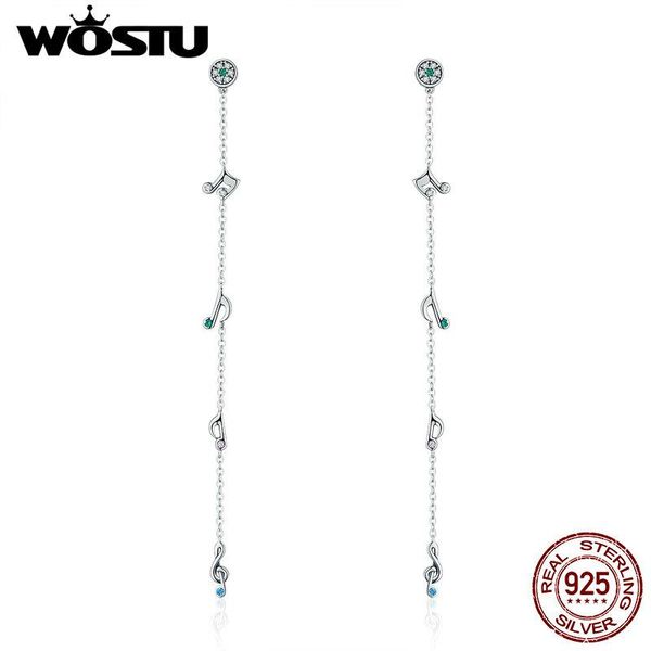 

dangle & chandelier wostu authentic 925 sterling silver swaying notes music drop earrings for women s925 fine jewelry gift cqe202