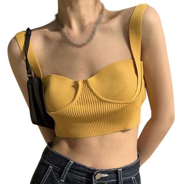 

women's tanks & camis women solid camisole casual open navel bra knitted suspender vest white versatile