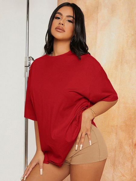 

sxy drop shoulder longline tee f9sk#, White