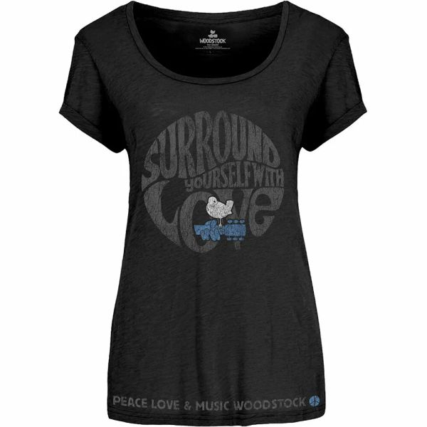 

ladies woodstock surround yourself official women women t-shirt, White;black