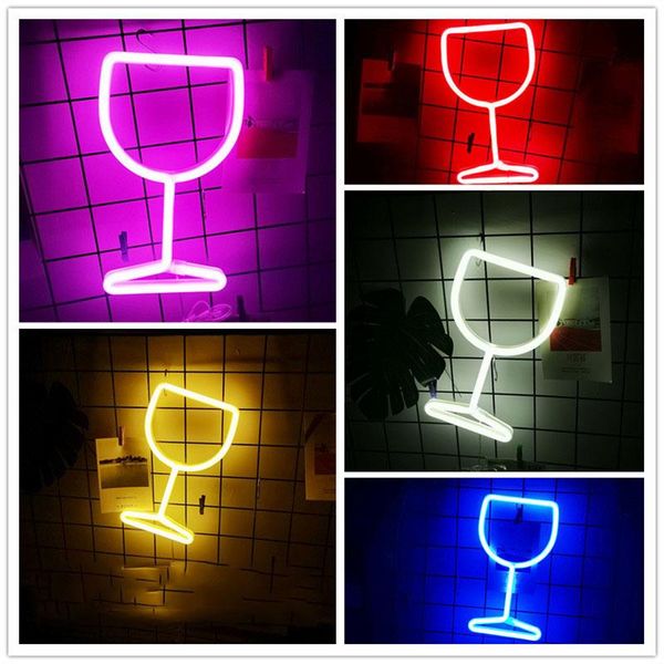 

night lights wine glass led neon light signs winebowl wall hanging lamp usb battery operated sign bar room decor gifts