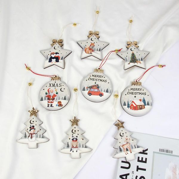 

christmas decorations pendant wooden small 3pcs tree decoration listing family party