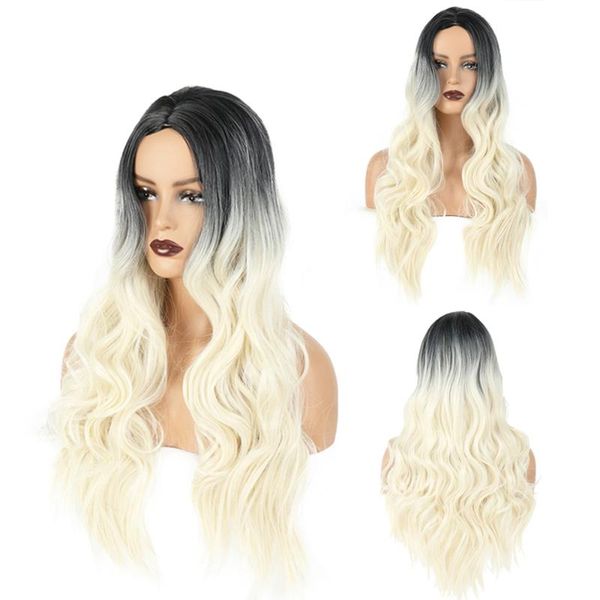 

synthetic wigs tinashe beauty 26 inches body wave for black women long cosplay party white ombre blonde wig daily false hair