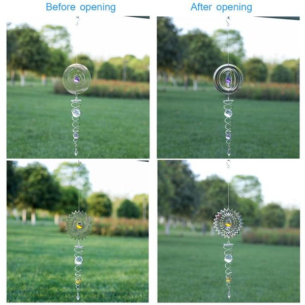 

decorative objects & figurines wind chime mirror reflective metal wire crystal ball bell for home garden decoration a1