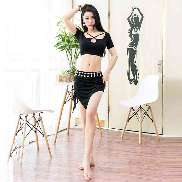 

Stage Wear sexy adult Oriental bellydance belly dance set top short skirt professional dress woman performance practice clothes suit 1YR6, Black;red